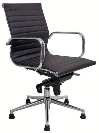 Modern Classic Leather Swivel Guest Chair on Glides
