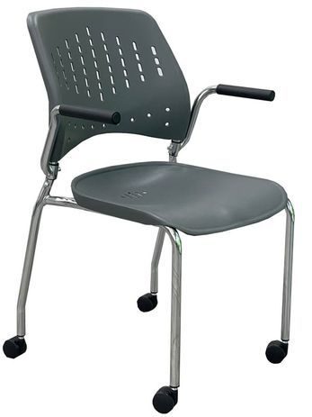 300 Lb. Capacity Gray Mobile Stacking  Classroom Chair w/Armrests