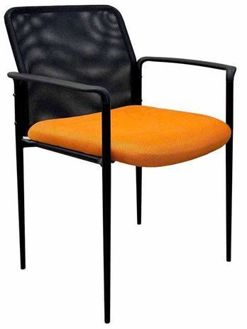 Mesh Stacking Chair in Black Back with Orange Seat 