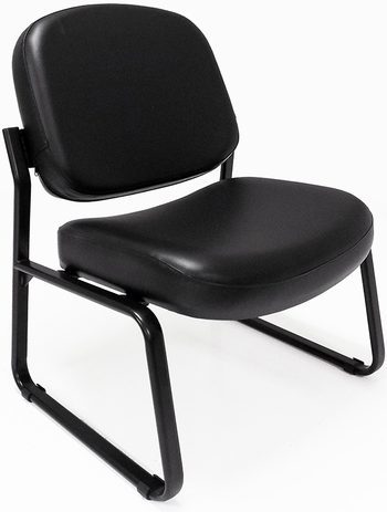 500 lbs. Capacity Antimicrobial Black Vinyl Guest Chair without Arms