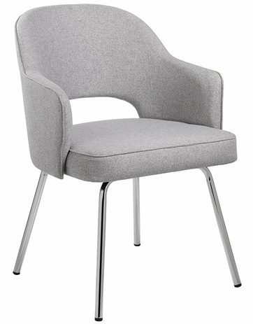 Linen Guest Chair with Chrome Legs
