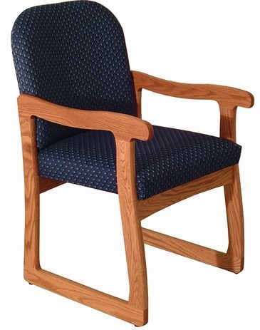Prairie Reception Seating Series - 400 lb. Solid Oak Sled Base Arm Chair