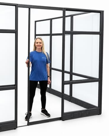 7'H Sliding Glass Door with Black Frame