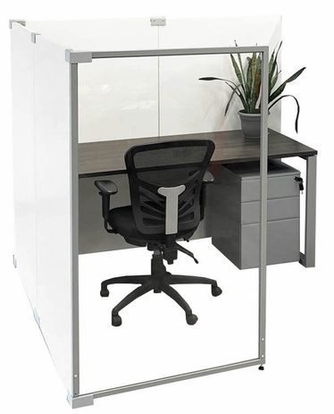 6'W x 6'D x 5'H Economy White Laminate Fully Furnished Modular Office - Lateral Add On Office