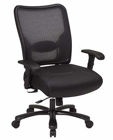 Big & Tall Professional Leather Seat/Mesh Back Knee Tilt Chair - 400 lb. Capacity