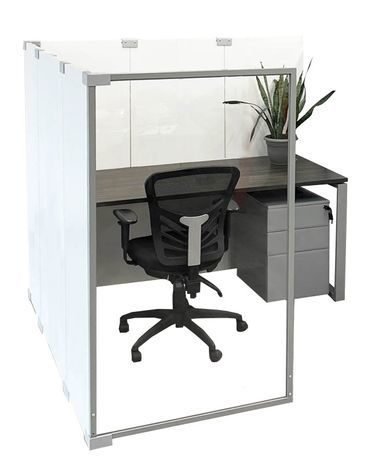 6'W x 6'D x 5'H Economy White Laminate Fully Furnished Modular Office - Lateral Add On Office