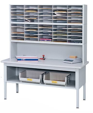 Complete Mail Work Center with 50 Pocket Sorter and Worksurface