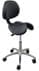 Leather 300 Lbs. Capacity Split Seat Saddle Stool w/Backrest - 22