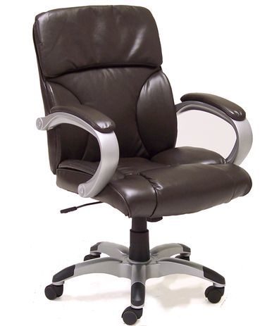 Leather Pillow Cushion Office Chair in Brown