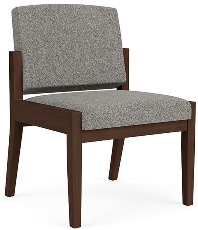 Amherst Wood Frame Armless Guest Chair in Standard Fabric or Vinyl