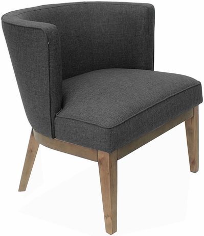 Linen Upholstered Barrel Guest Chair in Slate Gray