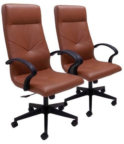 Set of 2 High Back Conference Room Chairs in Faux Leather