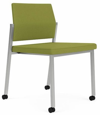 Avon Fully Upholstered Stackable Armless Chair on Casters - Standard Fabric or Vinyl