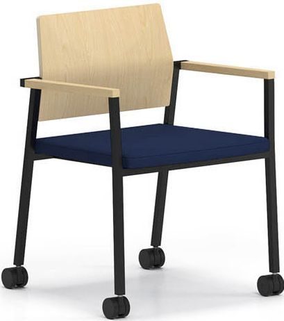 Avon Plywood Back / Fabric Seat Stackable Guest Chair on Casters - Standard Fabric or Vinyl