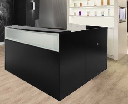 Black L-Shape Salon Desk Shell - Drawers Sold Separately