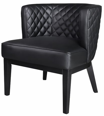 Diamond Stitched Black Vinyl Barrel Guest Chair