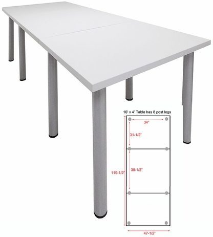 10' x 4' Standing Height Conference Table w/Round Post Legs