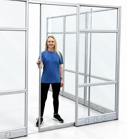 7'H Sliding Glass Door with Silver Frame