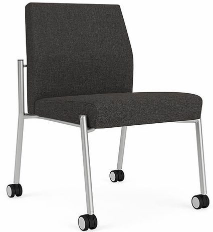 Mystic Armless Guest Chair w/Casters in Standard Fabric or Vinyl