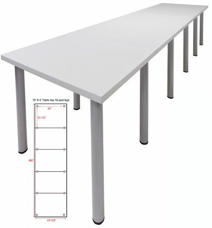 15' x 4' Standing Height Conference Table w/Round Post Legs