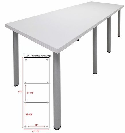 11' x 4' Standing Height Conference Table w/Round Post Legs