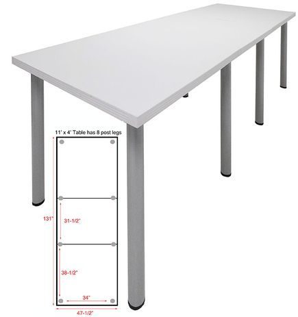 11' x 4' Standing Height Conference Table w/Round Post Legs