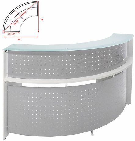 White 1/4 Round Glass Top Reception Desk