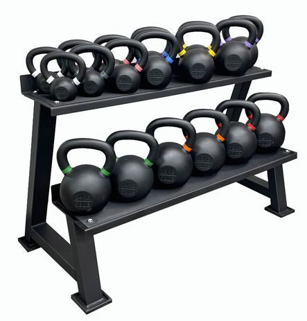 18-Piece Commercial Grade Cast Iron Kettlebell Set with Storage Rack