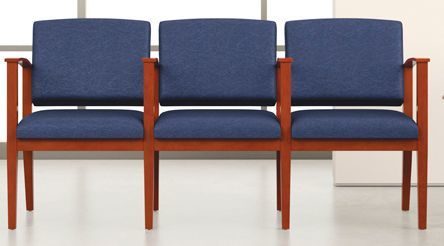 Amherst Wood Frame 3 Seats w/ Center Arms  in Standard Fabric or Vinyl
