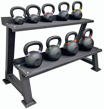 9-Piece Commercial Grade Cast Iron Kettlebell Set with Storage Rack