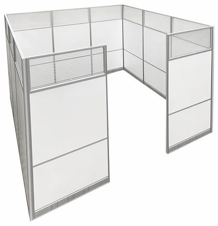 9' x 9' x 7'H Tall White Laminate Modular Office - Starter Cubicle