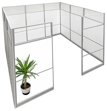 9' x 9' x 7'H White Laminate Modular Office with Clear Glass Front - Starter Cubicle