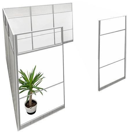 9' x 9' x 7'H White Laminate Modular Office with Clear Glass Front - Add-On Cubicle