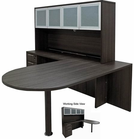 Charcoal Peninsula L-Shaped Desk w/Hutch