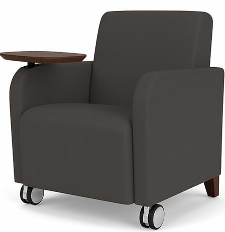 Siena Guest Chair w/ Casters & Swivel Tablet in Upgrade Fabric or Healthcare Vinyl