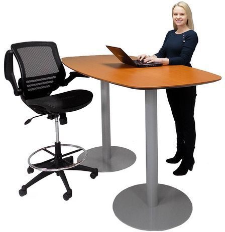 Standing Height 6' Metal Disc Base Boat Shaped Conference Table