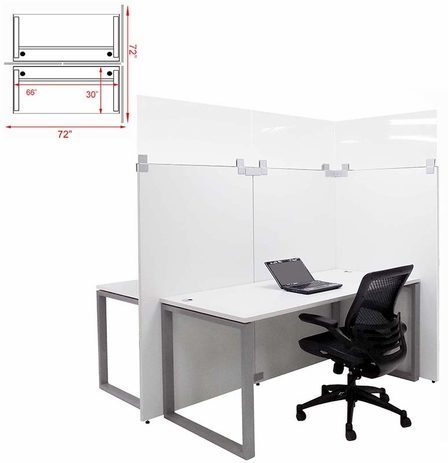 6'W x 6'D x 76H Two-Person Back-to-Back White  Washable Laminate Office Cubicle