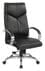 Top Grain Black Leather High Back Swivel Chair with Chrome Base