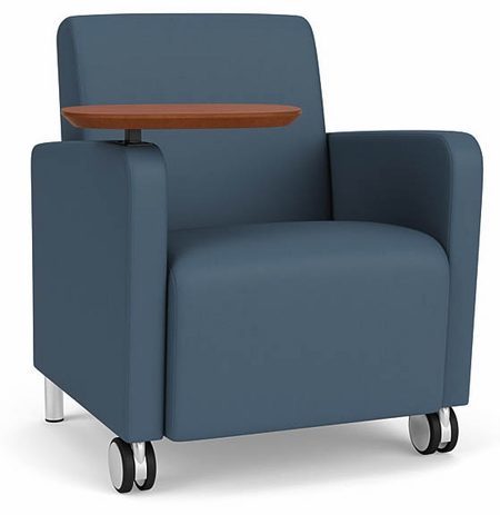 Ravenna Guest Chair w/ Casters & Swivel Tablet in Standard Fabric or Vinyl