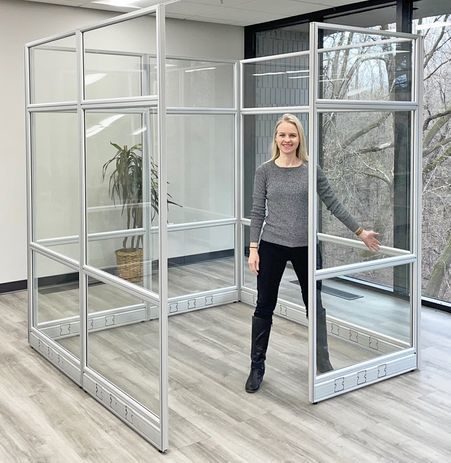6' x 6' x 7'H Clear Glass Modular Office - Starter Cubicle