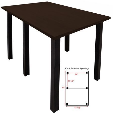 6' x 4' Standing Height Conference Table w/Square Post Legs