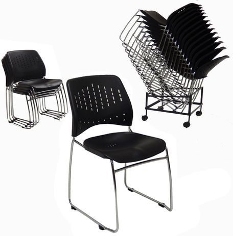 300 lb. Capacity Black Premium Ganging Stacking Chair