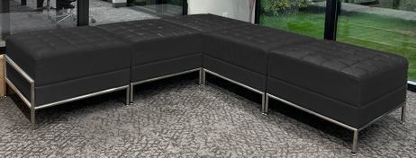 Black Tufted Modular 5-Section Bench