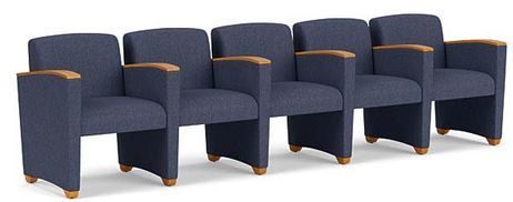 Savoy 5-Seater w/Center Arm in Upgrade Fabric or Healthcare Vinyl