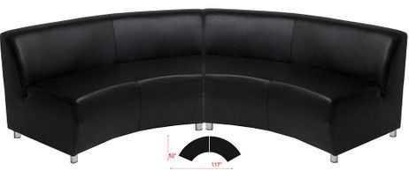 Black Leather 120 Degree Curved Concave Sofa