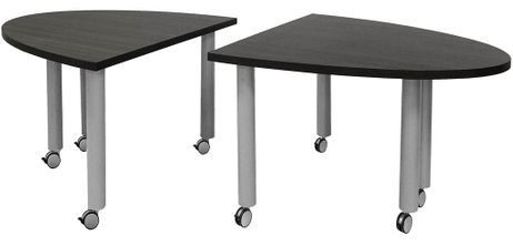 Set of 2 Half Oval Mobile Modular Conference Tables