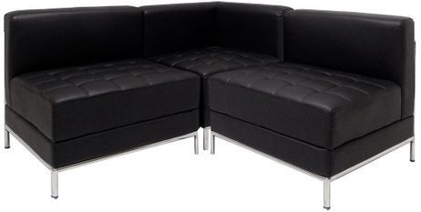 Black Tufted Modular L-Shaped Sofa