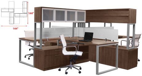 TrendSpaces Deluxe Open Office 4-Workstation Cluster