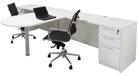 White 2-Person Shared Office Desk