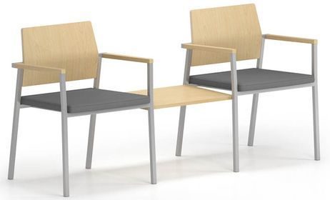 Avon 2-Chairs/Connecting Table Set  Plywood Back/Upholstered Seat  - Upgrade Fabric or Healthcare Vinyl